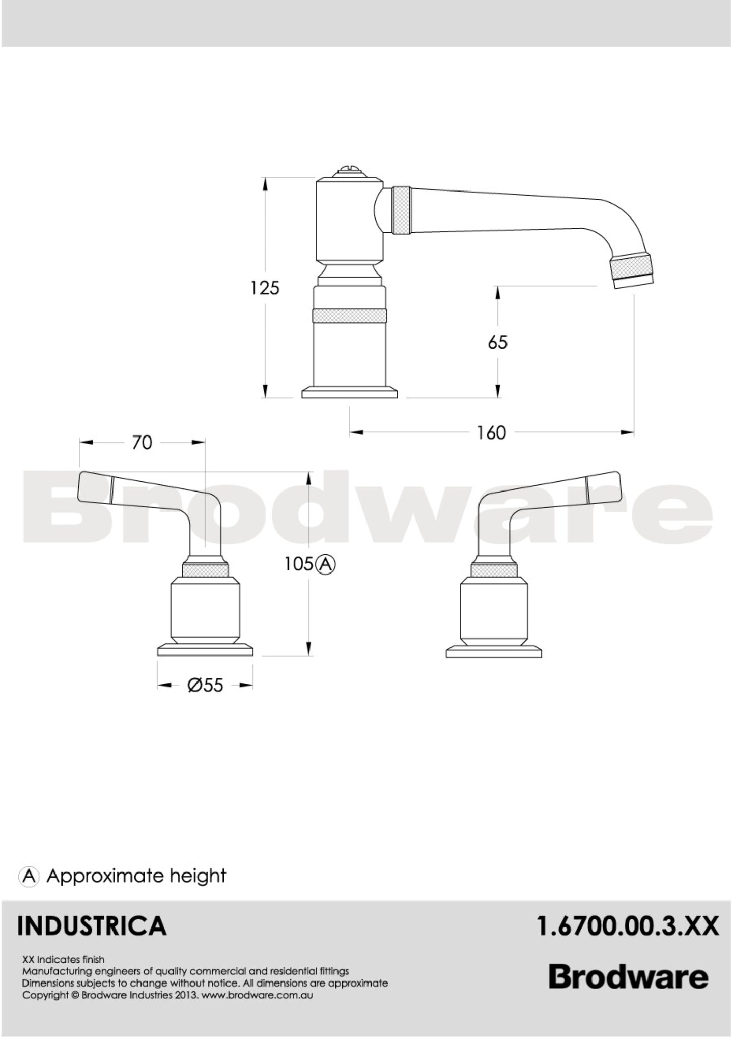 Industrica 3 Piece Basin Lever chrome